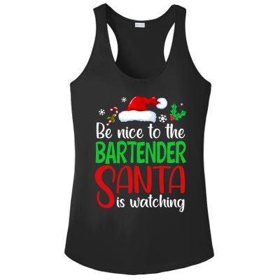 Be Nice To The Bartender Santa Is Watching Xmas Gift Ladies PosiCharge Competitor Racerback Tank