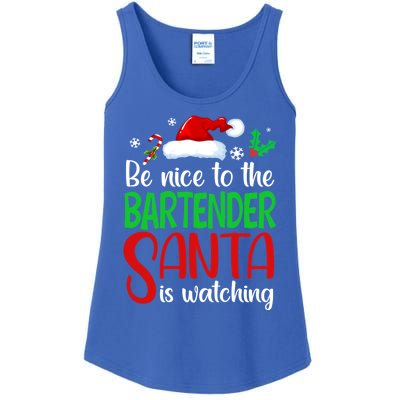 Be Nice To The Bartender Santa Is Watching Xmas Gift Ladies Essential Tank