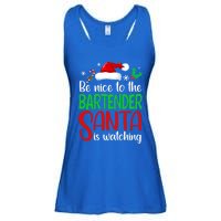 Be Nice To The Bartender Santa Is Watching Xmas Gift Ladies Essential Flowy Tank