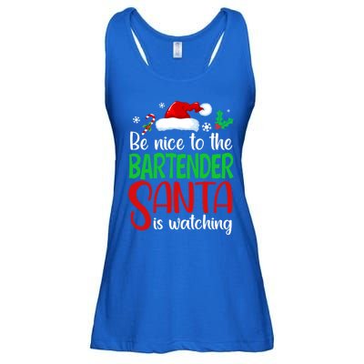 Be Nice To The Bartender Santa Is Watching Xmas Gift Ladies Essential Flowy Tank