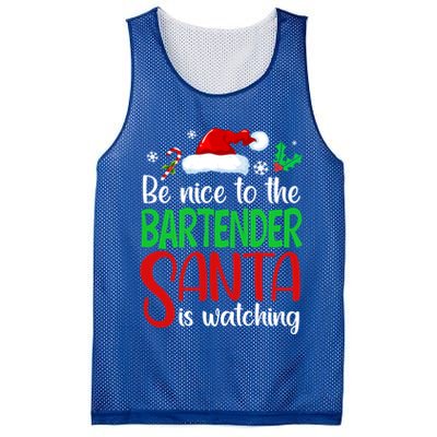 Be Nice To The Bartender Santa Is Watching Xmas Gift Mesh Reversible Basketball Jersey Tank