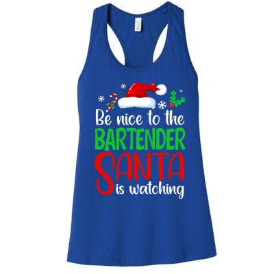 Be Nice To The Bartender Santa Is Watching Xmas Gift Women's Racerback Tank