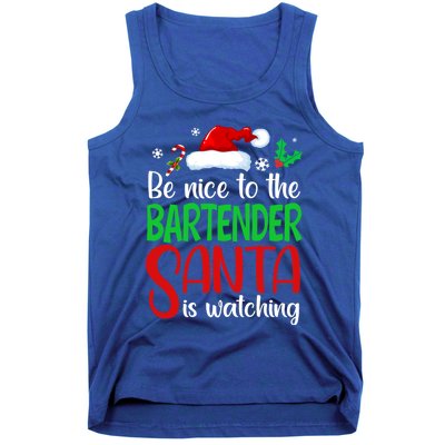 Be Nice To The Bartender Santa Is Watching Xmas Gift Tank Top