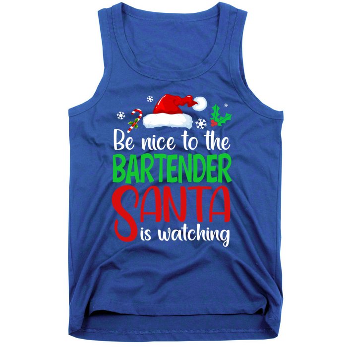 Be Nice To The Bartender Santa Is Watching Xmas Gift Tank Top