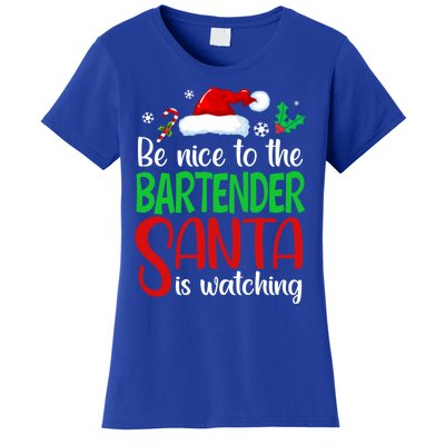 Be Nice To The Bartender Santa Is Watching Xmas Gift Women's T-Shirt