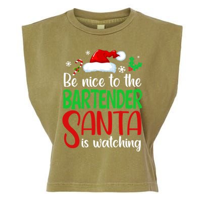 Be Nice To The Bartender Santa Is Watching Xmas Gift Garment-Dyed Women's Muscle Tee