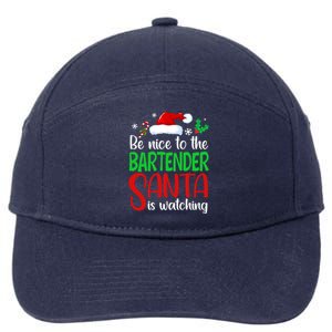 Be Nice To The Bartender Santa Is Watching Xmas Gift 7-Panel Snapback Hat