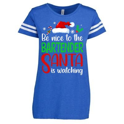 Be Nice To The Bartender Santa Is Watching Xmas Gift Enza Ladies Jersey Football T-Shirt