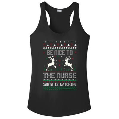 Be Nice To The Nurse Santa Is Watching Ladies PosiCharge Competitor Racerback Tank