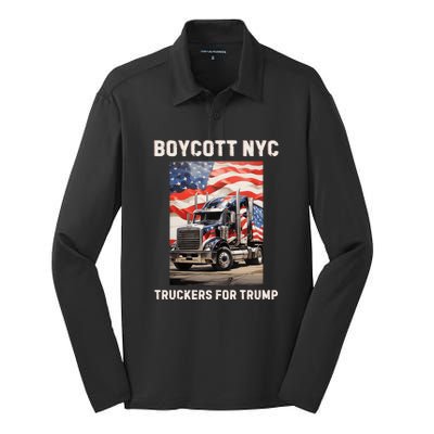 Boycott Nyc Truckers For Trump Silk Touch Performance Long Sleeve Polo