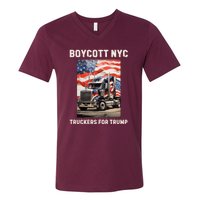 Boycott Nyc Truckers For Trump V-Neck T-Shirt