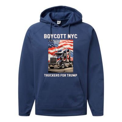 Boycott Nyc Truckers For Trump Performance Fleece Hoodie