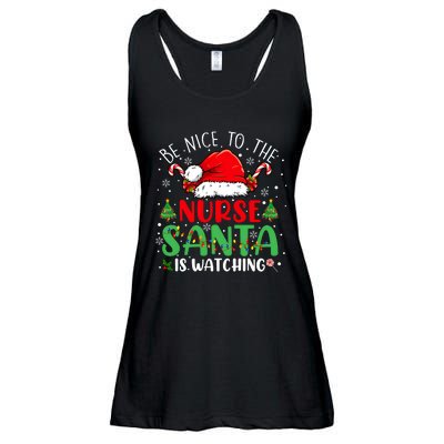 Be Nice To The Nurse Santa Is Watching Christmas Ladies Essential Flowy Tank