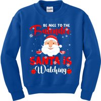 Be Nice To The Bartender Santa's Watching Xmas Santa Lover Cool Gift Kids Sweatshirt