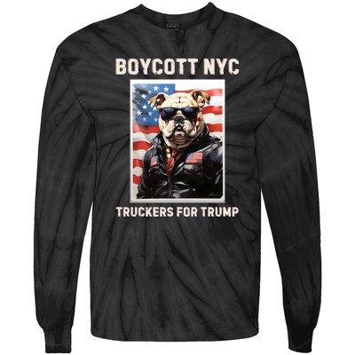 Boycott Nyc Truckers For Trump Tie-Dye Long Sleeve Shirt