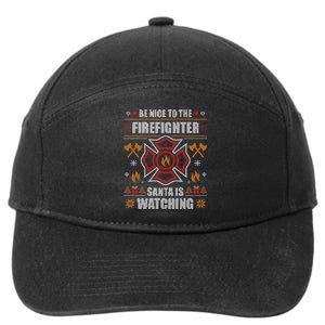 Be Nice To The Firefighter Ugly Christmas Fireman 7-Panel Snapback Hat