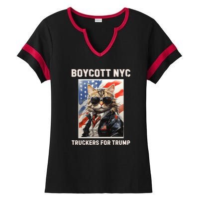 Boycott Nyc Truckers For Trump Ladies Halftime Notch Neck Tee