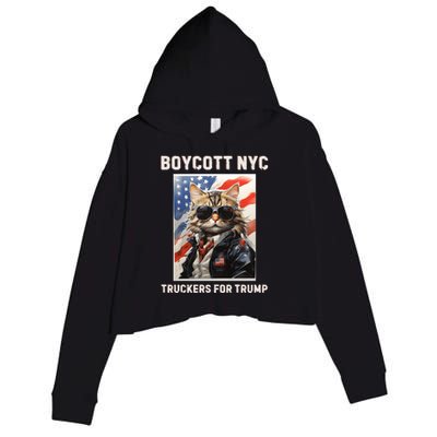 Boycott Nyc Truckers For Trump Crop Fleece Hoodie