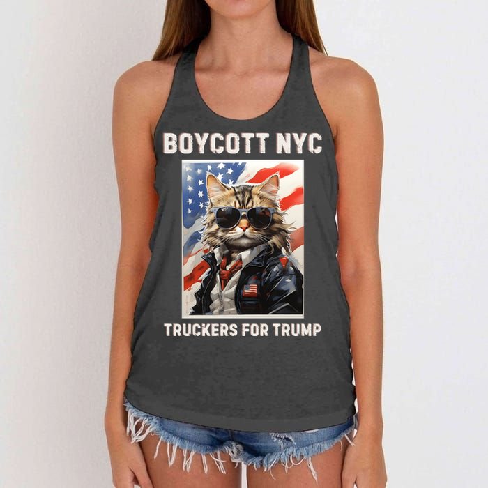 Boycott Nyc Truckers For Trump Women's Knotted Racerback Tank