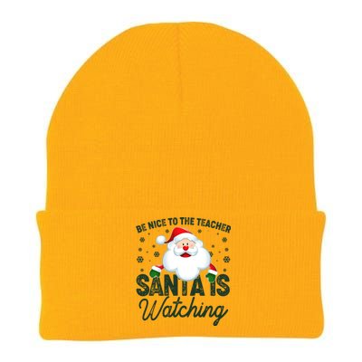 Be Nice To The Teacher Santa Is Watching Knit Cap Winter Beanie