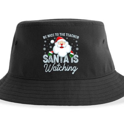 Be Nice To The Teacher Santa Is Watching Sustainable Bucket Hat