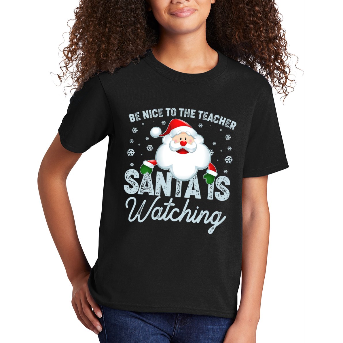Be Nice To The Teacher Santa Is Watching Kids T-Shirt