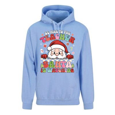 Be Nice To The Teacher Santa Is Watching Christmas Cute Gift Unisex Surf Hoodie