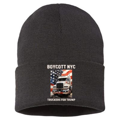 Boycott Nyc Truckers For Trump Sustainable Knit Beanie