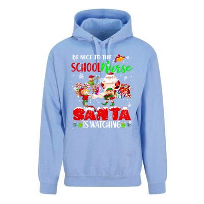 Be Nice To The School Nurse SantaS Watching Santa Elf Gift Unisex Surf Hoodie