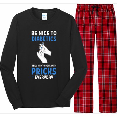 Be Nice To Diabetics Type 1 Funny Diabetes Awareness Gift Long Sleeve Pajama Set