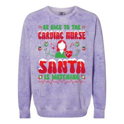 Be Nice To The Cardiac Nurse Santa Is Watching Christmas Gift Colorblast Crewneck Sweatshirt