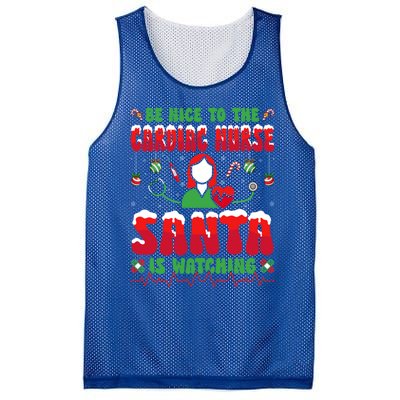 Be Nice To The Cardiac Nurse Santa Is Watching Christmas Gift Mesh Reversible Basketball Jersey Tank