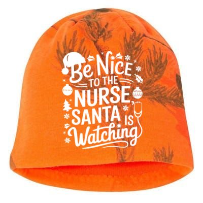 Be Nice To The Nurse Santa Is Watching Christmas Santa Nurse Meaningful Gift Kati - Camo Knit Beanie