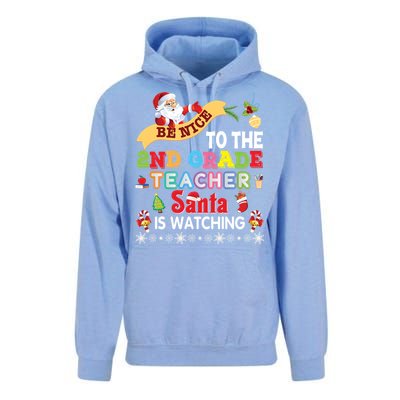 Be Nice To The 2nd Grade Teacher Santa Is Watching Christmas Cute Gift Unisex Surf Hoodie