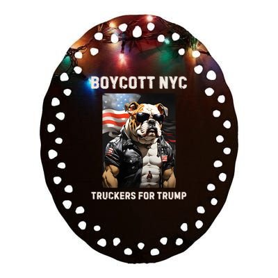 Boycott Nyc Truckers For Trump Ceramic Oval Ornament