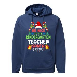 Be Nice To The Kindergarten Teacher Santa Is Watching Xmas Gift Performance Fleece Hoodie