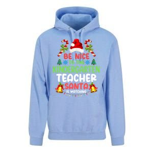 Be Nice To The Kindergarten Teacher Santa Is Watching Xmas Gift Unisex Surf Hoodie