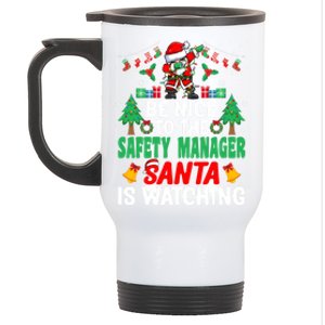 Be Nice To The Safety Ager Santa Christmas Gift Stainless Steel Travel Mug