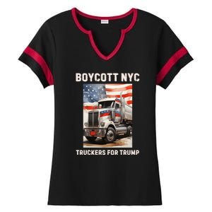 Boycott Nyc Truckers For Trump Ladies Halftime Notch Neck Tee