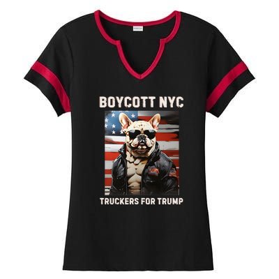 Boycott Nyc Truckers For Trump Ladies Halftime Notch Neck Tee