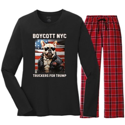 Boycott Nyc Truckers For Trump Women's Long Sleeve Flannel Pajama Set 