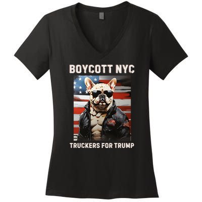 Boycott Nyc Truckers For Trump Women's V-Neck T-Shirt