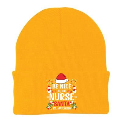 Be Nice To The Nurse Santa Is Watching Christmas Pajama Gift Knit Cap Winter Beanie