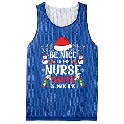 Be Nice To The Nurse Santa Is Watching Christmas Pajama Gift Mesh Reversible Basketball Jersey Tank