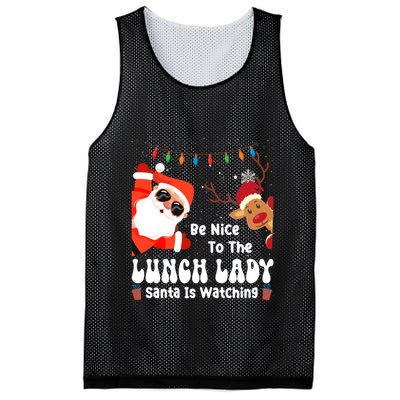 Be Nice To The Lunch Lady Santa Is Watching Funny Xmas Gift Mesh Reversible Basketball Jersey Tank