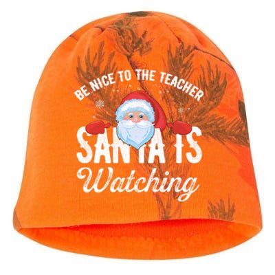 Be Nice To The Teacher Santa Is Watching Gift Kati - Camo Knit Beanie