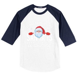 Be Nice To The Teacher Santa Is Watching Gift Baseball Sleeve Shirt