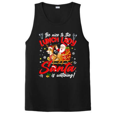 Be Nice To The Lunch Lady Christmas Santa Reindeer Sleigh PosiCharge Competitor Tank