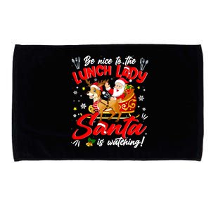 Be Nice To The Lunch Lady Christmas Santa Reindeer Sleigh Microfiber Hand Towel