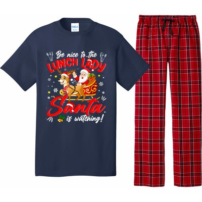 Be Nice To The Lunch Lady Christmas Santa Reindeer Sleigh Pajama Set